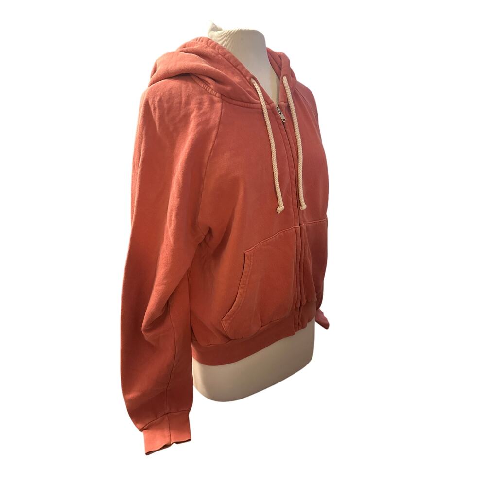 Women L Aritzia Denim Forum Full Zip The Debbie Hoodie Sweatshirt Pink Cotton